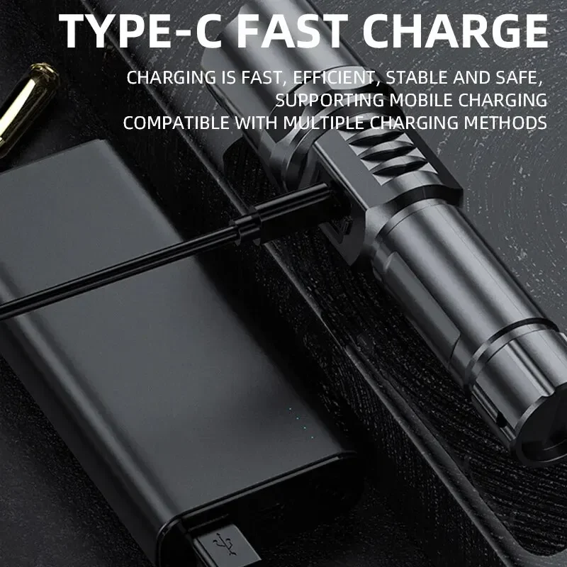 USB C Recarregável Zoom Tocha Lâmpada com Display De Poder, Alta Potência Lanterna LED, Ultra Brilhante, Ao Ar Livre, Acampamento, Pesca, Lanterna