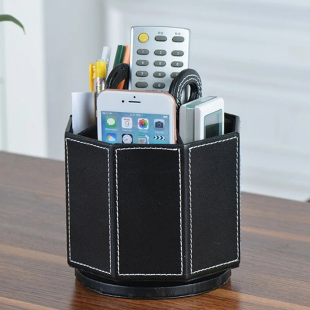 Imagem -05 - Couro Rotatable Suporte de Controle Remoto Creative Desktop Storage Box Cesta para tv Telefone Óculos Caneta pu