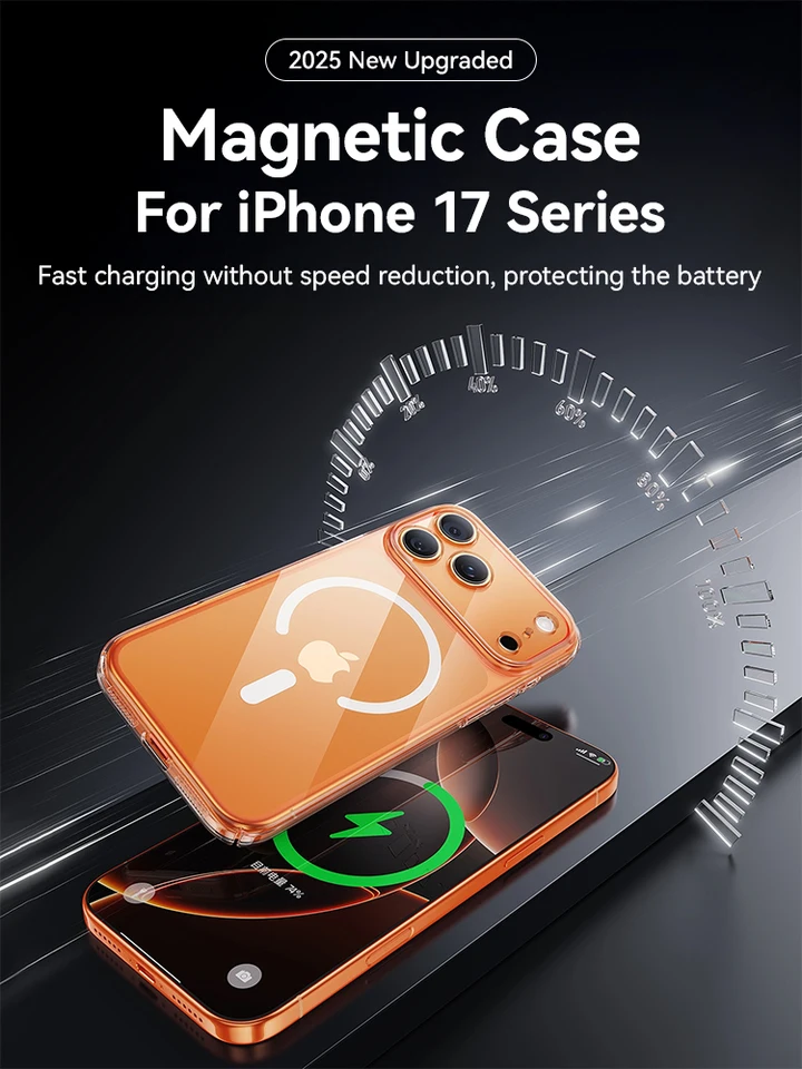 Funda magnética Joyroom para iPhone 17 16 Pro Max, transparente anti-amarillamiento con carga inalámbrica, delgada 2