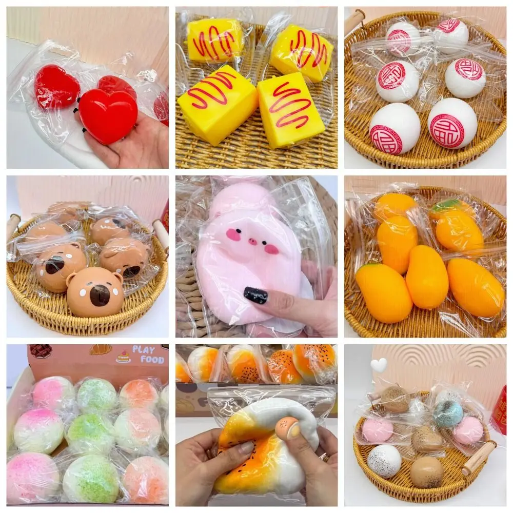 1pc Silicone Capybara Squeeze Toy Japanese Style Relaxed Decompression Animal Toy White Soft Cake Food Toy Children