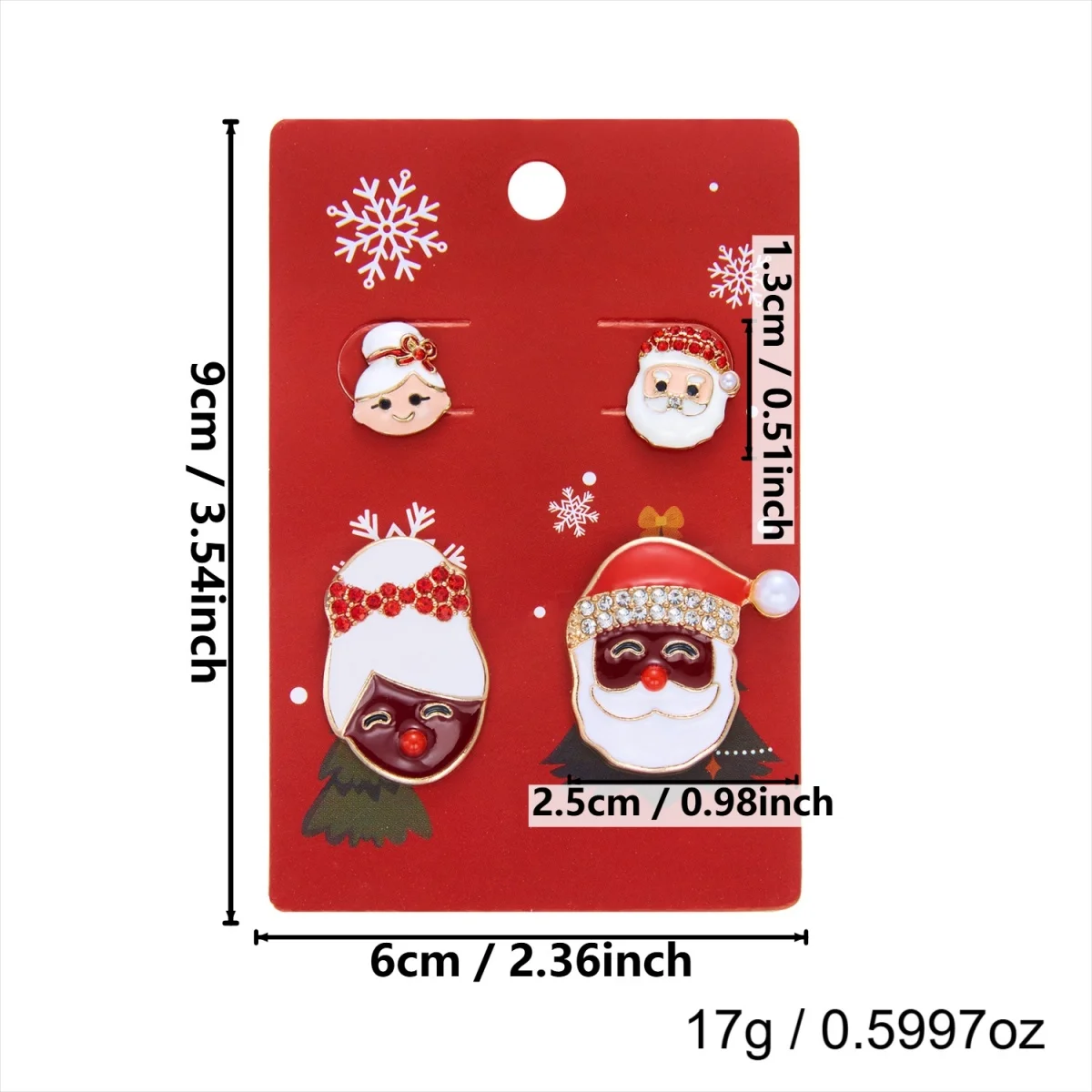 2 Paar/Set Weihnachtsbaum-Schleifen-Hirsch-Ohrstecker für Damen, niedliche Lebkuchenmann-Weihnachtsmann-Schlitten-Krücken-Ohrringe, Schmuck – Detail 39