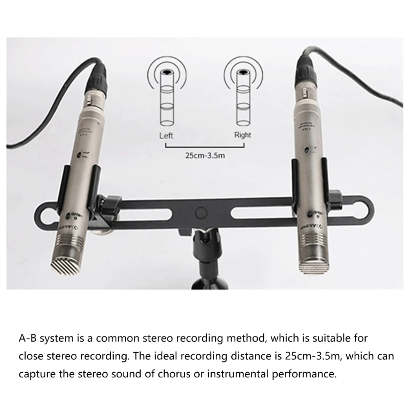 Stereo Microphone Rods for 2 Microphones Studio Recording Mic Stand Microphones Double Mount Extension Brackets