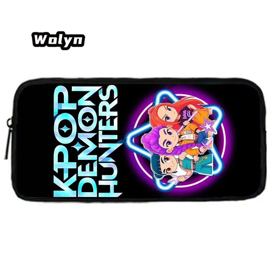 حقائب أقلام رصاص للأطفال، حقائب أقلام رصاص مدرسية للأطفال من كارتون KPop-Dem-onHun-ters للفتيات، مقلمة كبيرة وبسيطة للأطفال