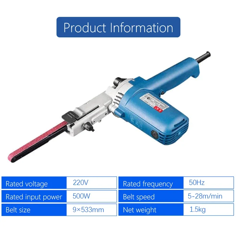 220V 500W Portable Small Sanding Belt Machine Sanding Machine Angle Grinder WoodworkingMetal DIY Polishing Machine