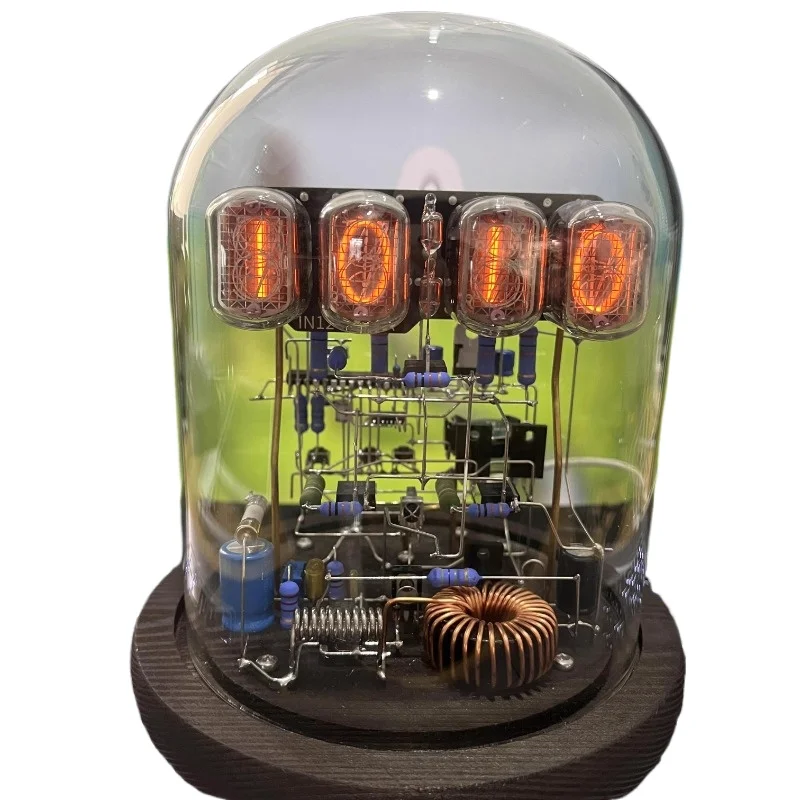 IN12 Nixie Tube Clock DIY Table Clocks Set Retro Desk Clock with Transparent Glass Cover Interior Desktop Decoration Accessories