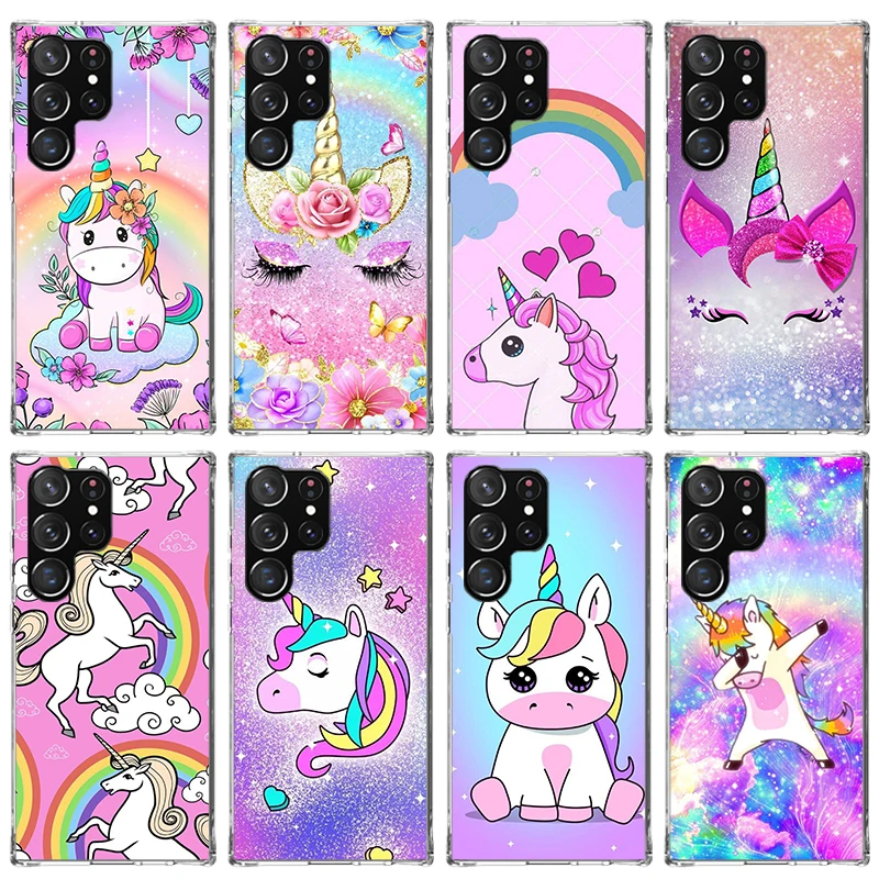 Pink Unicorn Rainbow Phone Case For Samsung Galaxy Note 20 Ultra 10 Lite 9 8 J4 J6 Plus J8 M12 M30S M21 M31 M32 Shell Print Fund