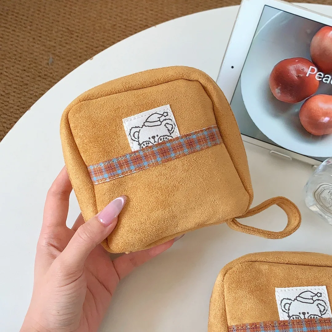 Cartoon Bear Large Capacity Portable Travel Miscellaneous Storage Bag Women Sanitary Napkin Pouch New Coin Bag Kawaii Small Bag