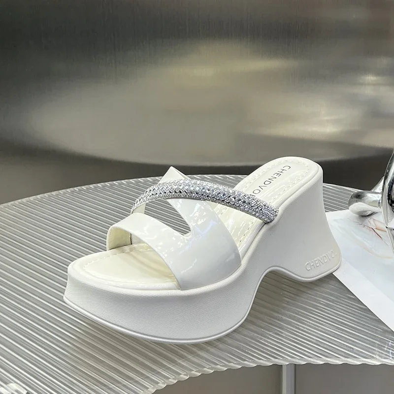 

‌2025 Women's Casual Platform Slippers Summer Outdoor Super High Wedge Sandals for Beach Travel & Daily Use Crystal Slippers
