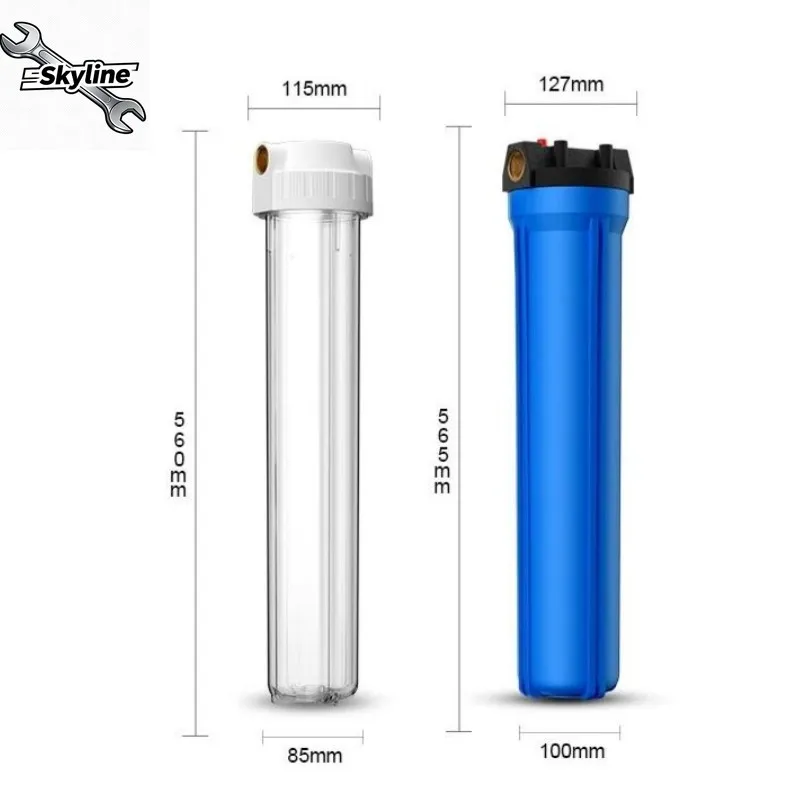 High Quality 20" Transparent Whole House Water Filter Housing, 1/2" 3/4" Multi-Port Food Grade Pre-Filtration System