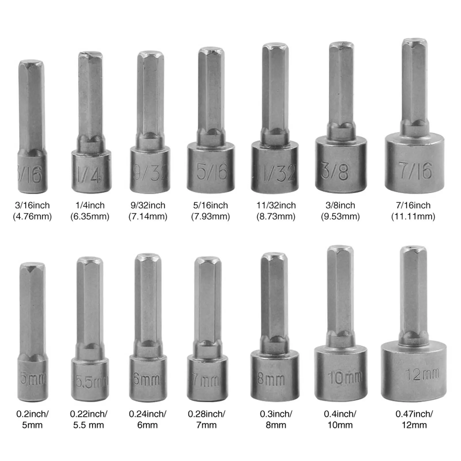 

14Pcs Hex Sockets Sleeve Bits Adapter Drill Bits Socket Nut Impact Driver Set 1/4 Inch Hex Shank Tool set Auto Repair Tools