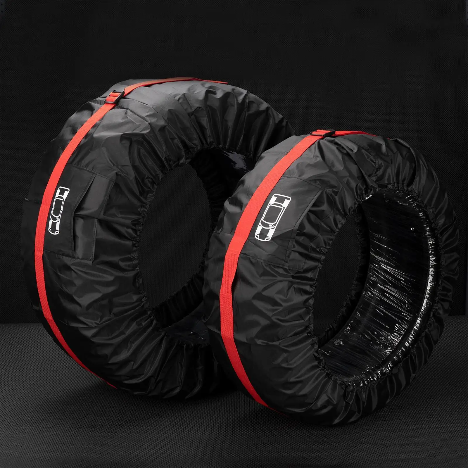

Car spare tire cover, waterproof and dustproof tire cover, snow tire cover, protective polyester taffeta storage bag, S/L size.