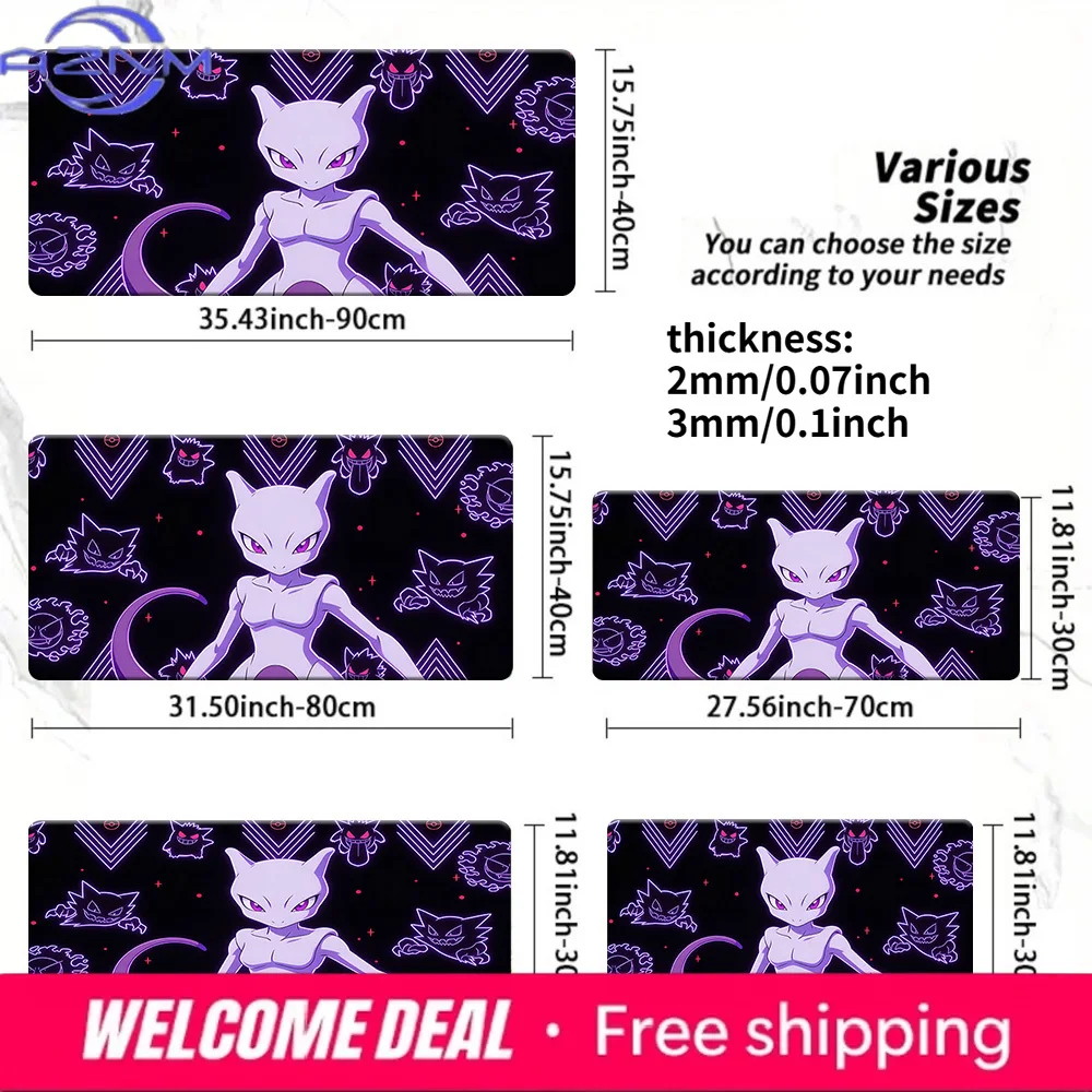 Mewtwo & Ghost Pokemon Gaming Mouse Pad Non-Slip Desk Mat