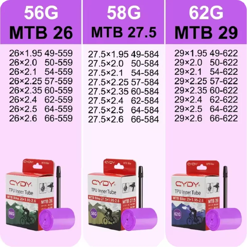 

CYDY TPU MTB Bike 29 26 27.5 Inner Tube Ultralight Camera 29x1.95 2.0 2.1 2.2 2.3 2.4 2.5 2. 6 Inch Mountain Bicycle Tire 29er