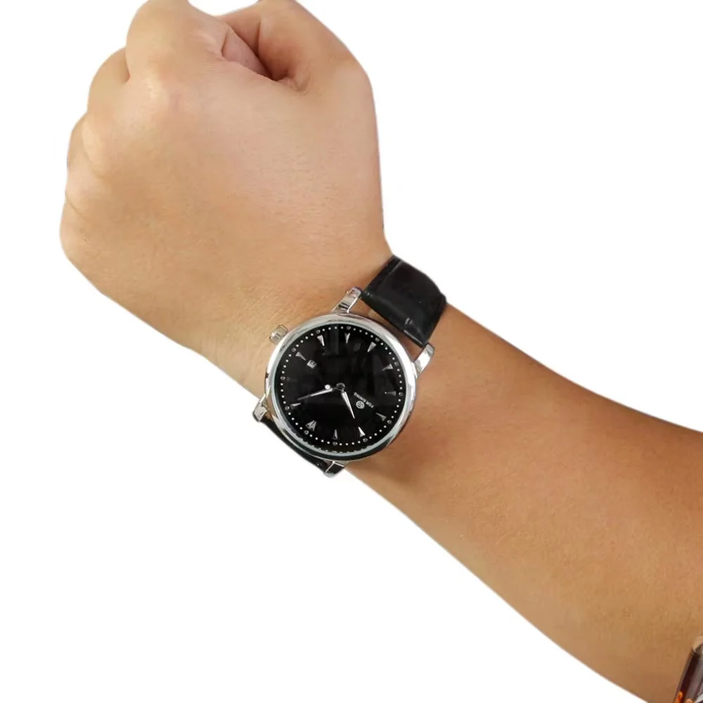 Picture 7: Trend calendar black face creative three pointer surface belt automatic mechanical men's wrist watch