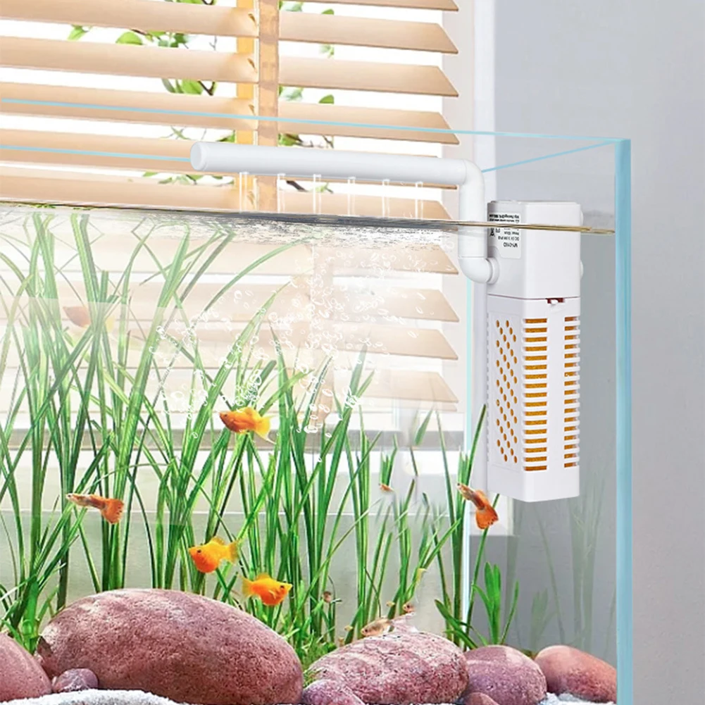 3 في 1 فلتر خزان الأسماك، فلتر داخلي مقاوم للماء، مضخة توزيع مدمجة لنافورة الخزان، بركة السمك #1