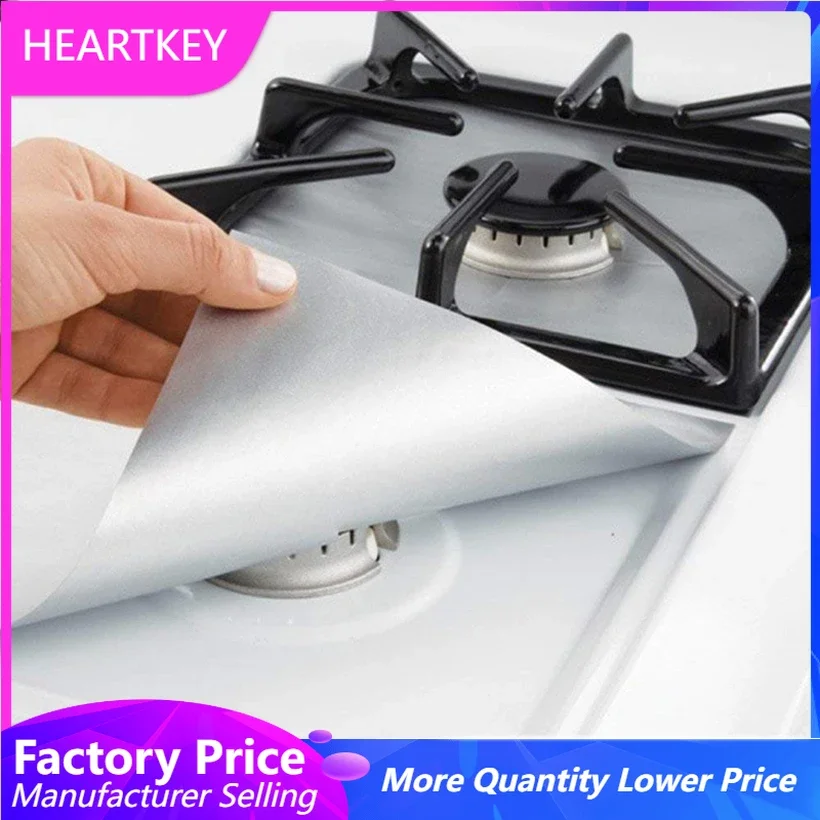 

PTFE Coated Fiberglass Material 4PCS/SET Non-Stick Heat-Resistant Reusable Gas Stove Burner Cover Liner Mat