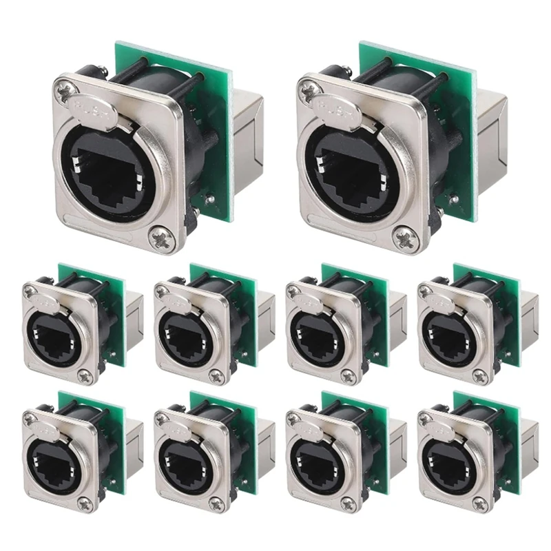 New 10PCS Ethercon Rj45 Chassis Socket, NE8FDP Ethercon Pass Through Connector, D Series Cat5 RJ45 Panel-Mount Socket