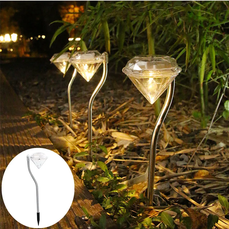 1-3PCS LED Outdoor Solar Lights Garden Waterproof Lawn Lamp Colorful Diamonds Light for Pathway Flowerpot Trail Courtyard Decor