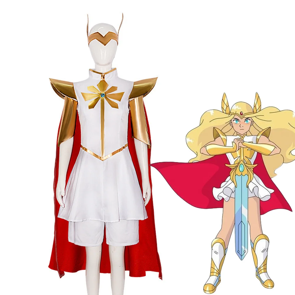 

Anime She-Ra and the Princesses of Power White Uniform She-Ra Women Dress Halloween Cosplay Costume