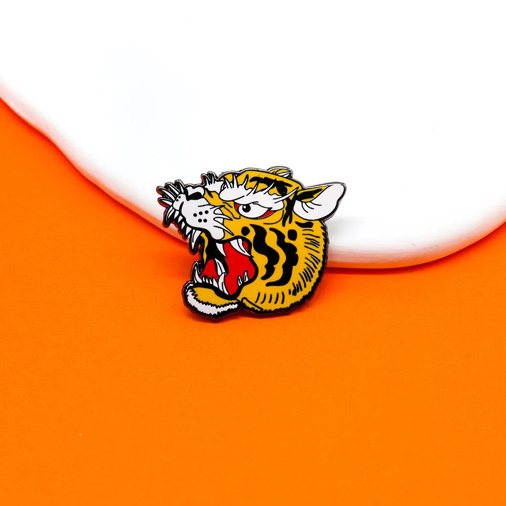 دبوس المينا برأس نمر طافوا ، شارة حيوان مفترس كبير القط ، شارة الحياة البرية ، حقيبة ظهر ، قميص قماشي ، قميص ، عصري #5