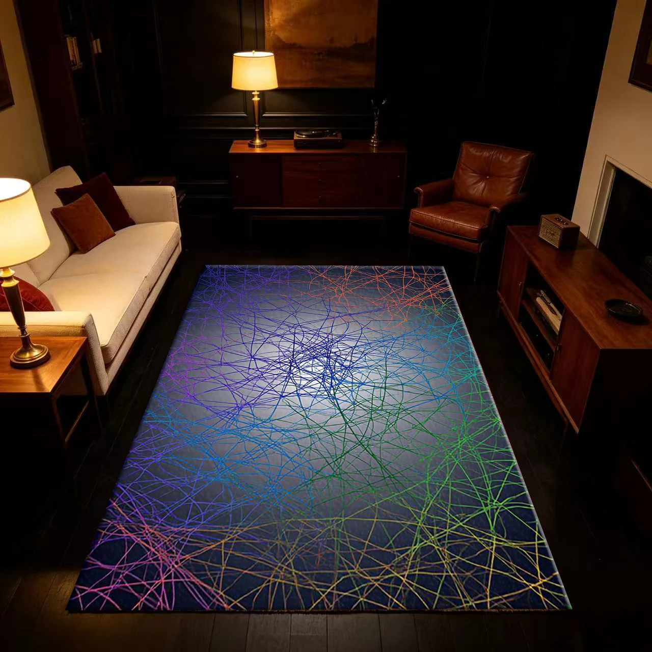 Abstract Multicolor Chaotic Line Art Carpet Floor Mat Modern Abstract Carpet Suitable for Home Interior Decoration