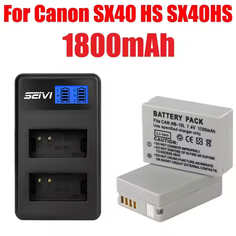 1800mAh NB-10L NB10L Battery + NB 10L Battery Charger With USB and Type C Port for Canon G1X G15 G16 SX40HS SX50HS SX60HS SX40