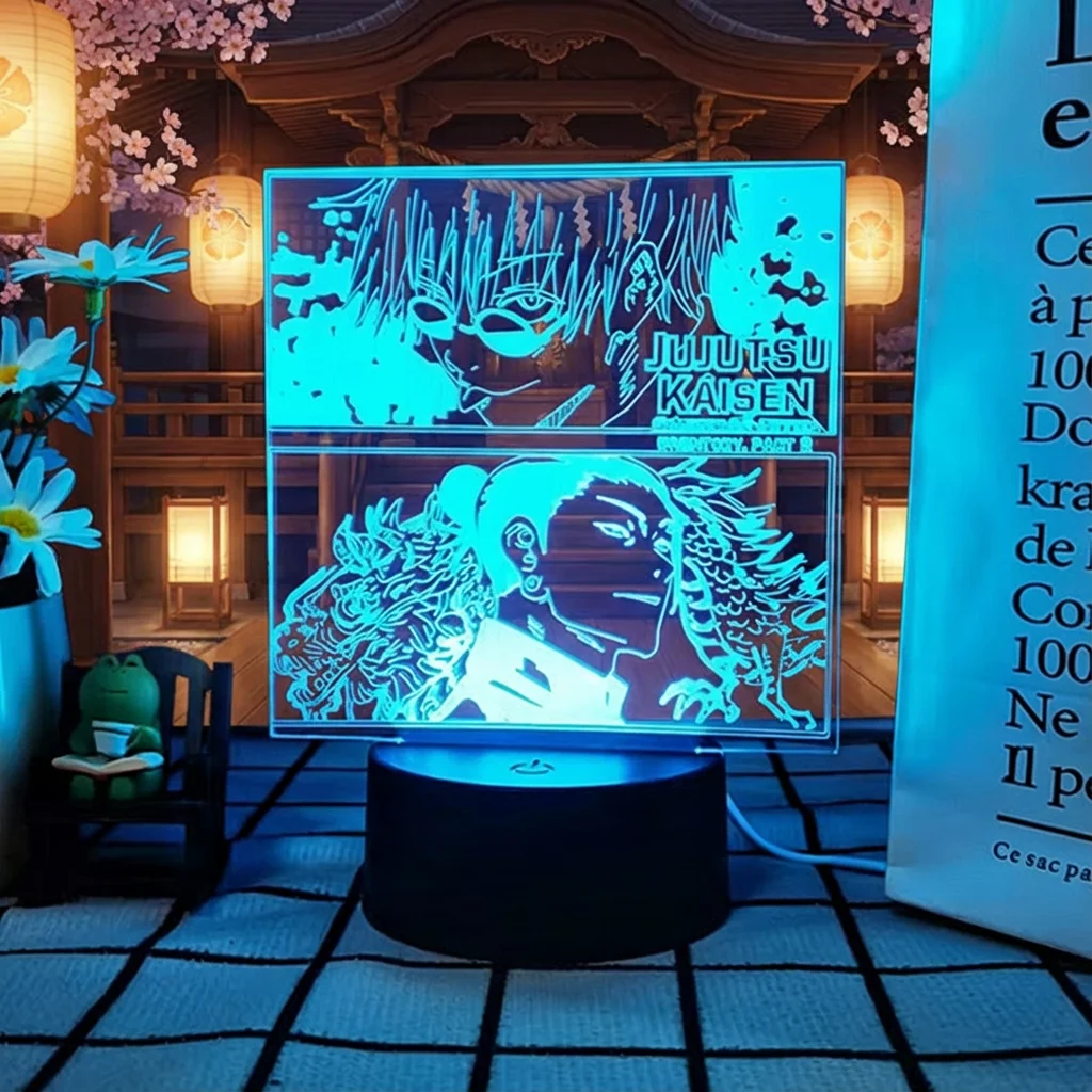 Lámpara de Noche 3D de Anime Jujutsu Kaisen Ryomen Sukuna, Lámpara de Escritorio LED Creativa con Control Remoto Táctil USB, Colorida, Manga Japonés Más Vendida