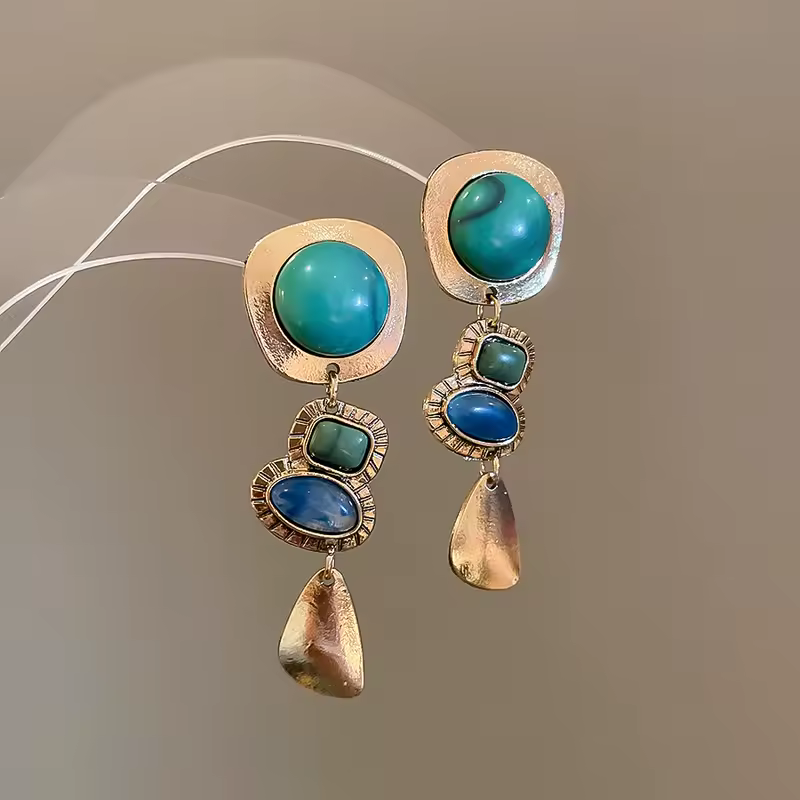 Vintage Red Resin Women's Earrings Stud Earrings Luxury large Geometric Oval earrings Party Wedding Ear Jewelry Wholesale - Image 12