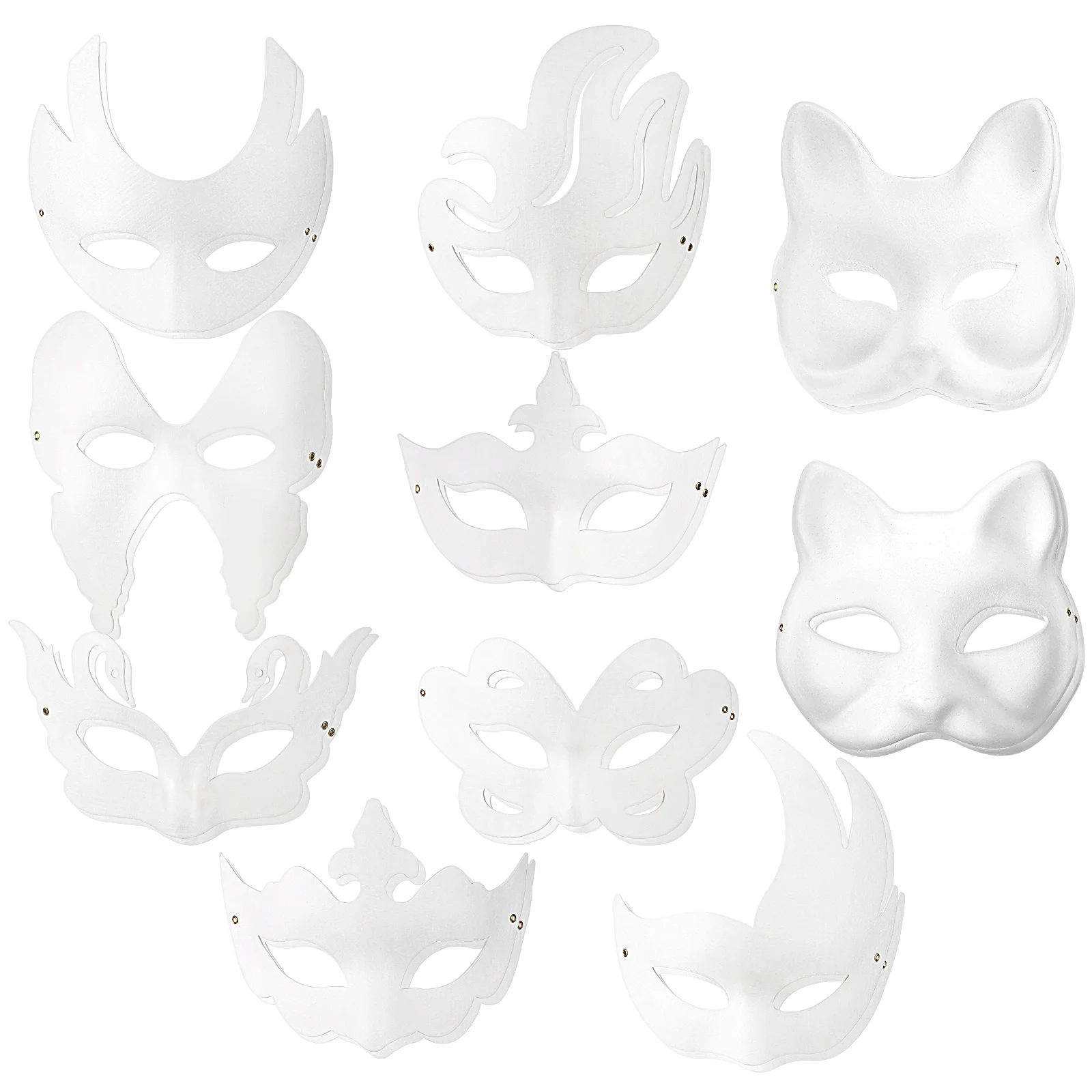 20 pçs máscaras de papel sem pintura leve diy masquerade festa acessórios traje de halloween prop decorativo festival feminino