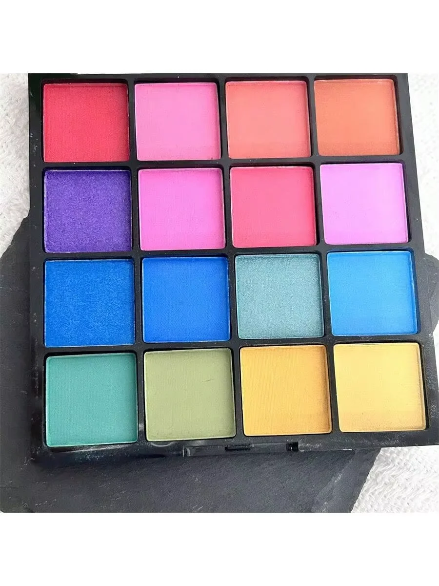 16-grid Gradient Solid Color Mirror Nail Glitter Powder, Multi-use Aurora Pigment for Nail Art & Eye Makeup