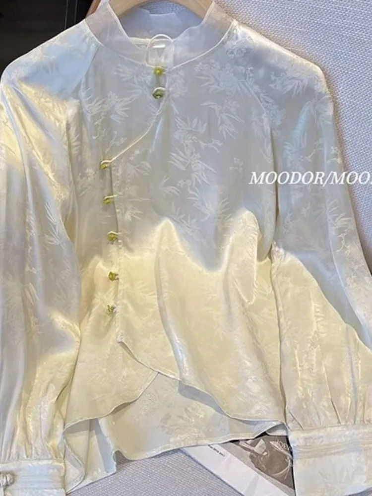 Ropa de línea de danza folclórica china con cuello levantado, traje clásico para mujer, bordado de Jazz, Tops de fiesta para escenario de competición para adultos