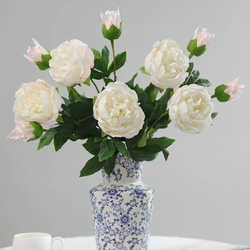 4 Stück Simulierte 2-Kopf Feuchtigkeitsspendende Pfingstrosen, Künstliche Blumen mit Echtem Touch, Hochzeitsdekoration, Künstliche Pfingstrosen, Brautstrauß, Party- und Heimdekoration – Detail 1