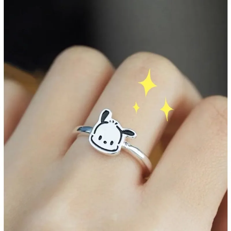 Cute Pochacoo Adjustable Ring Female Student Sweet Best Friend Gift Cartoon Anime Sanrio Ring Holiday Gift