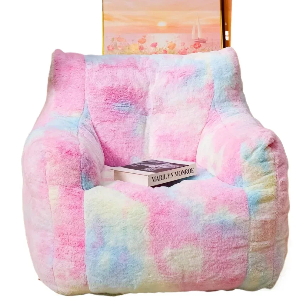 

%A Bean Bag Chair with Filler, 37" Colorful Giant BeanBags with Faux Fur Cover & Sponge Filling, Lazy Sofa Comfy Chair with Ar