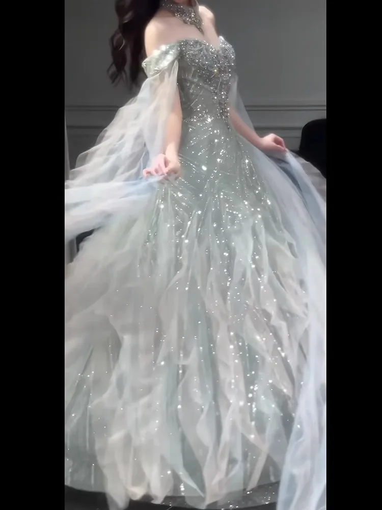 

Ele One-oulder Evening Gown Women's High-End Luxury Birthday Art Exam Adult aduation Beautiful Fairy Dr