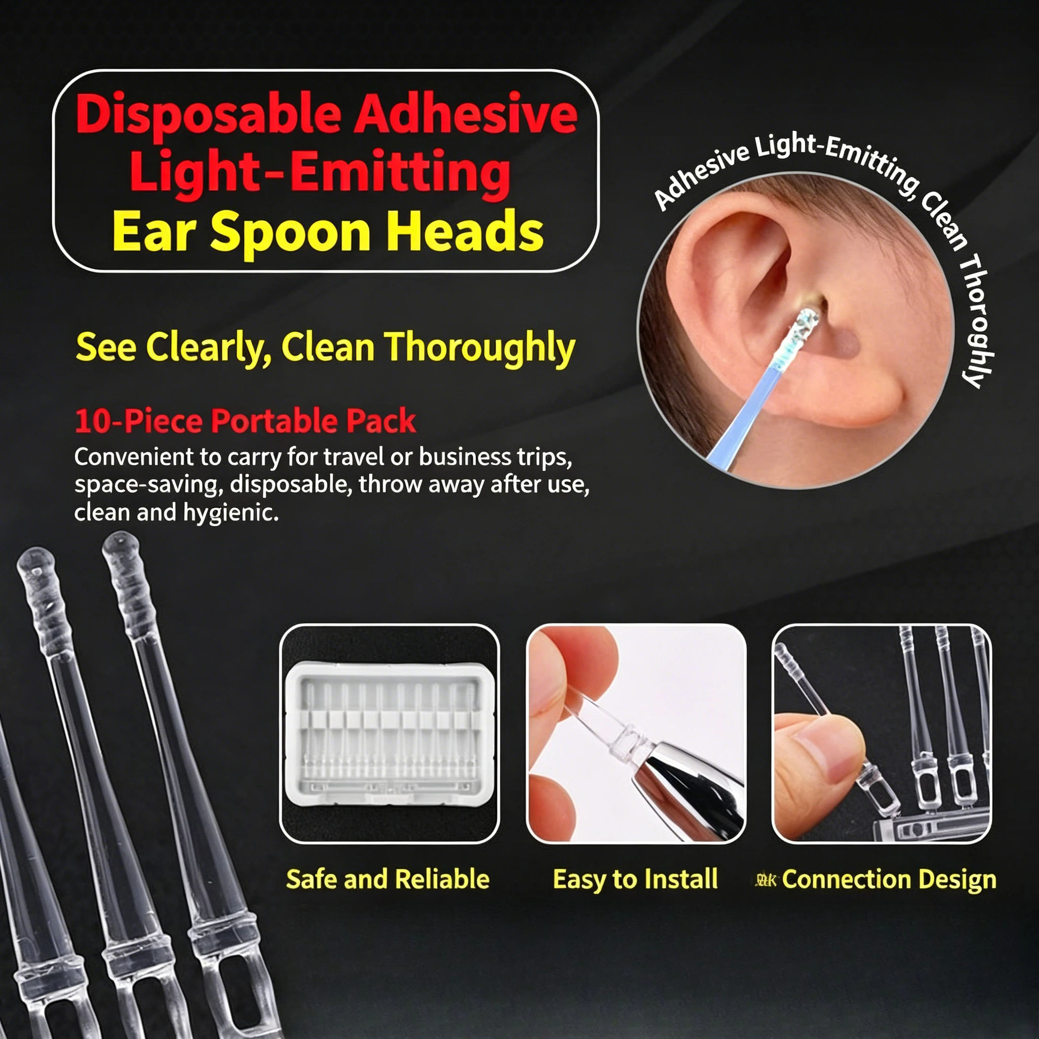 Lighted Ear Pick Tool Kids Safety Cute Earwax Spoon Tweezers Cleaner Set Glowing LED Digging Scoop Safe Soft Silicone Tip Ultra view 4