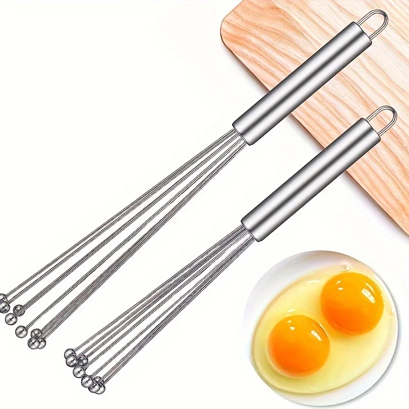 Stainless Steel Ball Whisk Kitchen Whisk Wire Egg Whisk for Cooking Blending Whisking Beating Stirring Egg Baking Tool 1PC