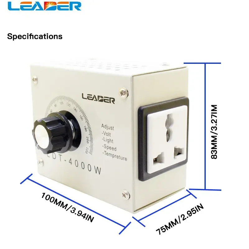 SCR Dimmer przenośny Regulator prędkości obrotowej Regulator napięcia AC 220V 4000W kompaktowy Regulator napięcia zmiennego