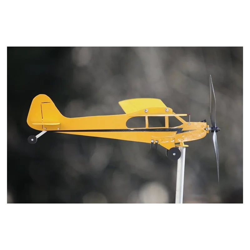 Thingguzjbs Piper J3 Cub Airplane Weathervane، طاحونة هوائية معدنية فريدة وسحرية ثلاثية الأبعاد منحوتة رياح خارجية