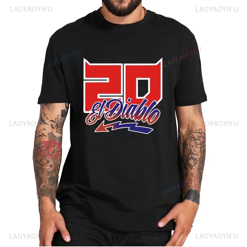 Fabio Quartararo T-shirt à manches courtes, El Diablo, World Motorcycle Rider, Casual dehors Tee Shirt, Y Streetwear