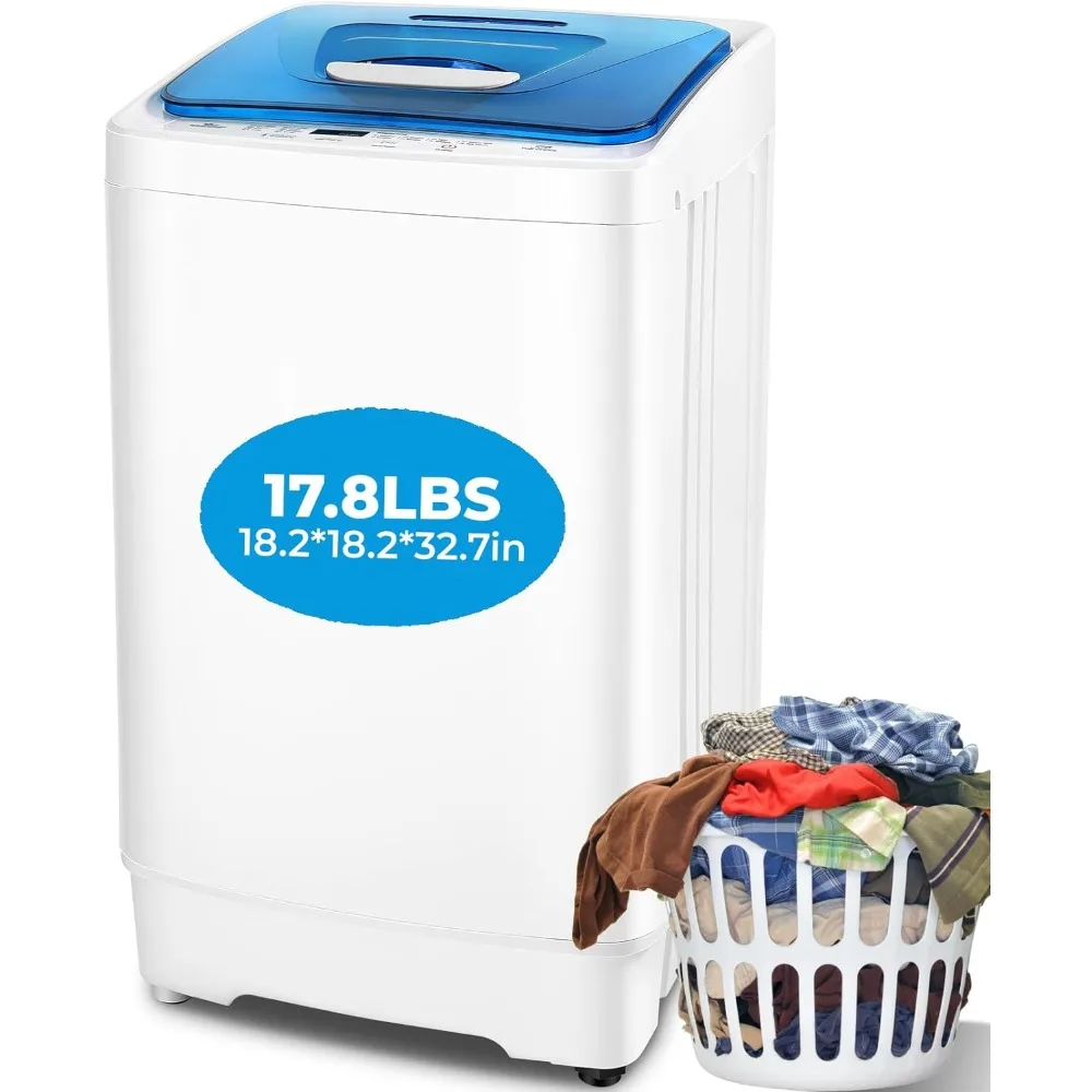 

Portable Washing Machine 17.8Lbs Fully Automatic Laundry Machine with 8 Programs 3 Water Temps 3 Water Levels Selections