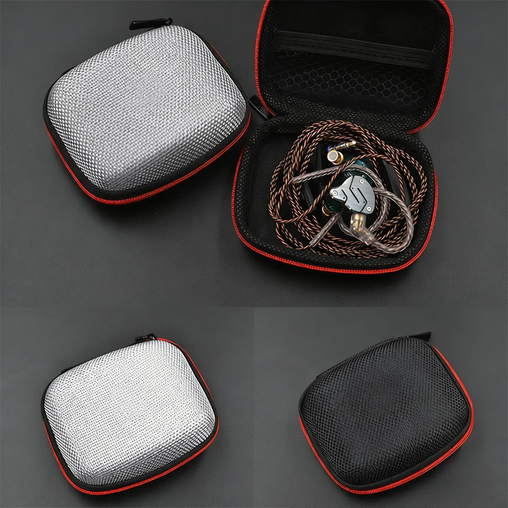 1/5pcs Square Earphone Storage Bag With Zipper Portable Bluetooth Headset Box Travel Carry Case Protective Storage Accessories