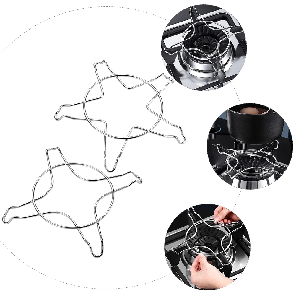 

2pcs Stainless Steel Gas Stove Racks Anti skid Pot Brackets Kitchen Gadgets Milk Cooker Holders Practical Long Use