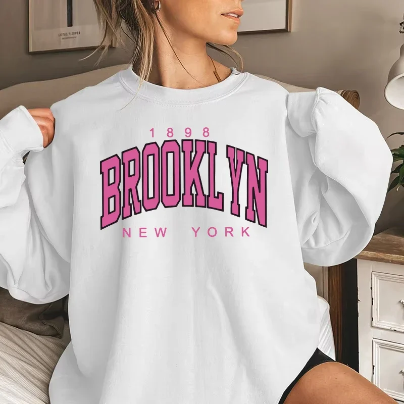 Vendas quentes das mulheres superior agasalho simplicidade impressão moletom casual de alta qualidade versátil pulôver senhora diariamente blackwhite roupas