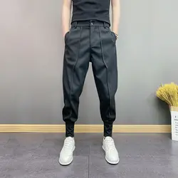 New Men Korean Fashion Casual Streetwear Slim Harem Pants Y2K Harajuku Youth Black White Ankle Length Trousers Pantalones Hombre