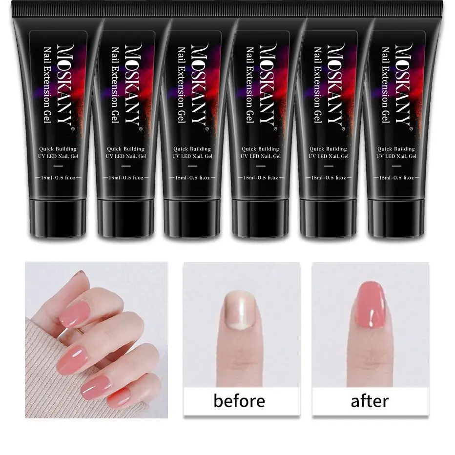 Poly Nail Gel Tool Kit Voor Semi-Permanente Diy Quick Extension Acryl Met Roestvrij Staal Dode Lederen Push Manicure Set