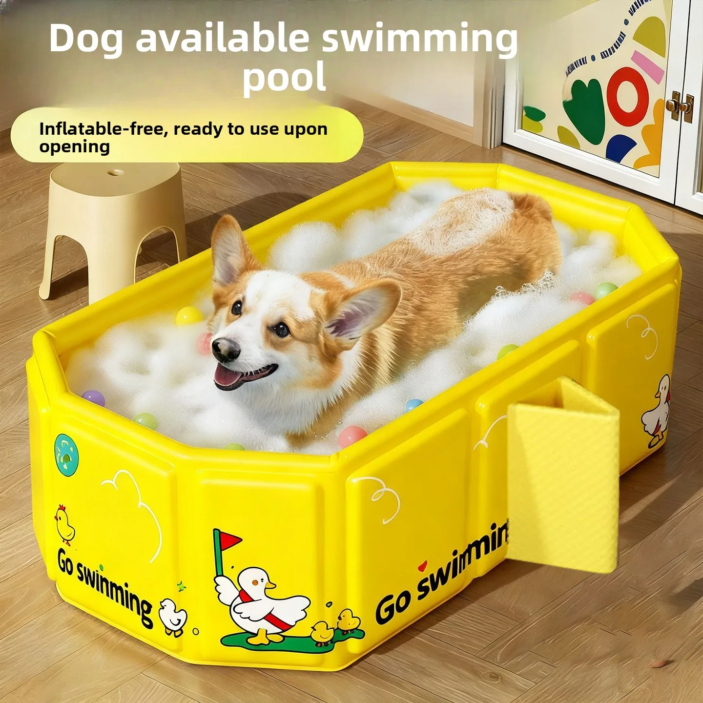 Foldable Pet Bath Tub for Dogs Cats, Portable Swimming Pool and Insulated Bathing Tub for Golden Retriever, Pet Accessory