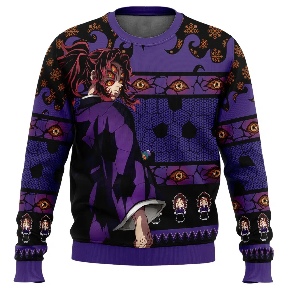 

Bandai Kokushibo Demon Slayer Anime Periphery Allover Print Adult Kids Crew Neck Sweatshirt Soft Comfy Relaxed-Fit Autumn Winter