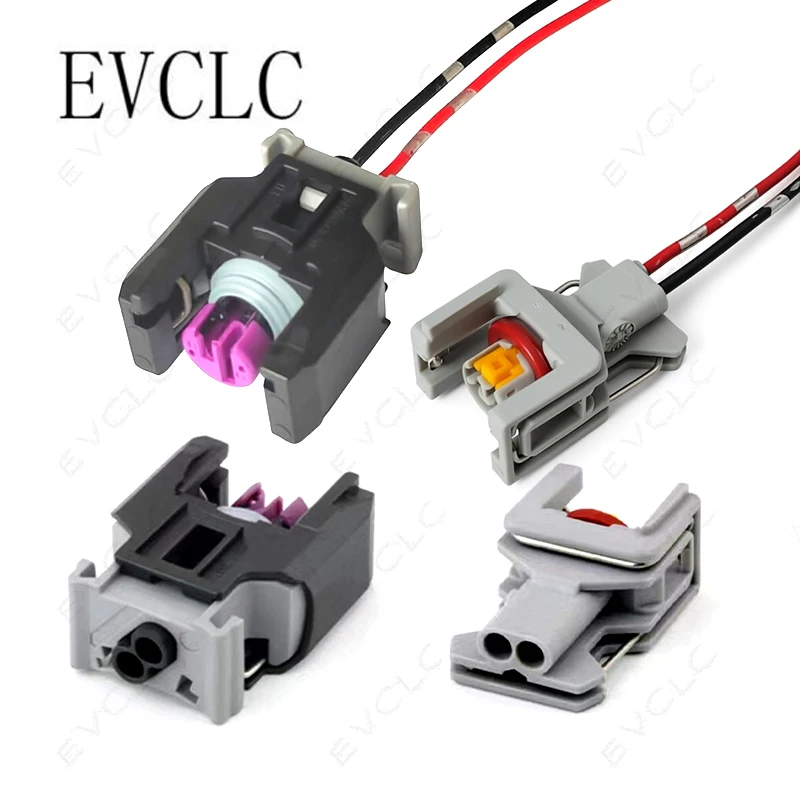 1 Set 2-Pin Car Wiring Harness Connector 03P973702/240PC24S8014 for Engine Diesel Common Rail Electronic Fuel Injector Plug