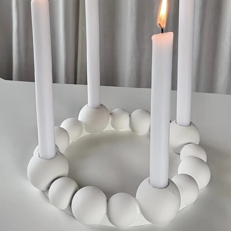 Large Small Bubble Spherical Candle Holder Ornament Silicone Mold DIY Gypsum Four Hole Bead Candle Insert Decorative Resin Mold